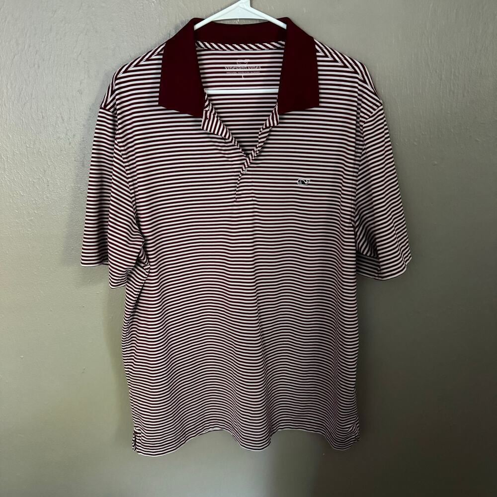 VINEYARD VINES Porter Preformance Red Stripe Short Sleeve Side Large casual